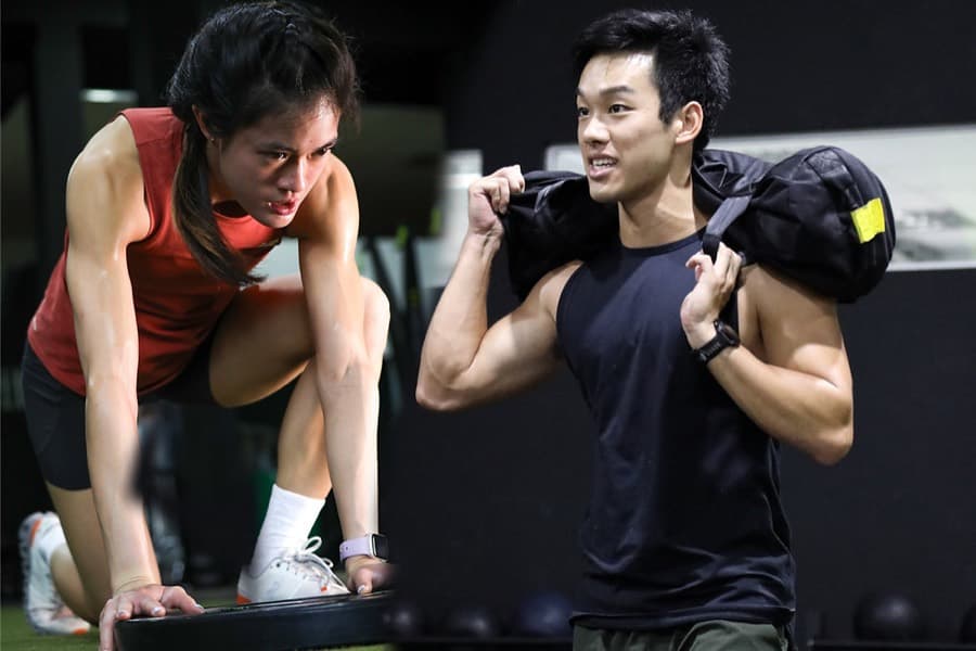 Runner doing strength training exercises on a mat
